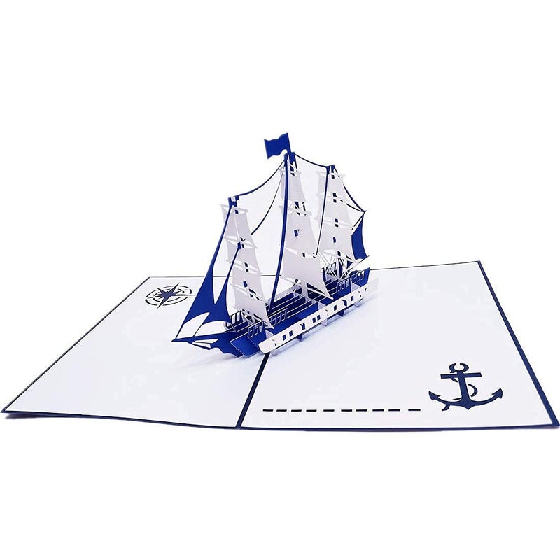the love 2-Pack Sailing Boat Pop Up Cards Greeting Cards for Men and Boys Congratulation, for Special Day Father's Day Valentine's Day, Birthday or Wedding, with Envelope (Navy) - Image 2